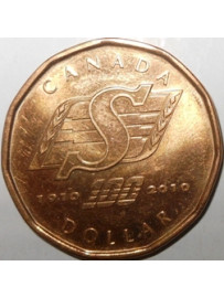 SASKATCHEWAN ROUGHRIDERS, LOONIE, $1 coin,  2010